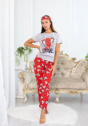 Пижама женская серая футболка и штаны код п493