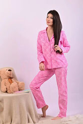  Пижама женская розовая тройка кофта, штаны и шорты код п651
