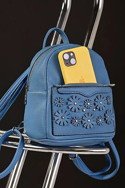 Женский маленький рюкзак голубой код 7-16