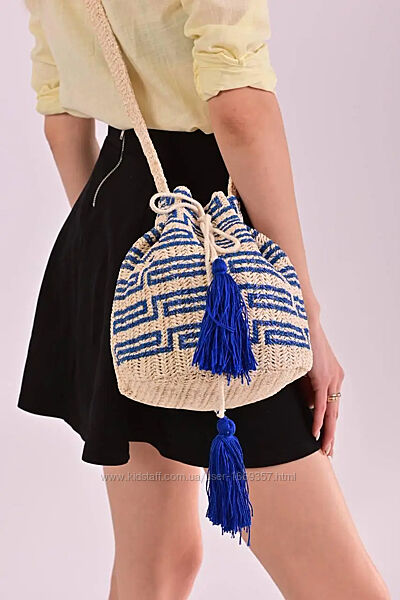  Сумка женская бежевая из соломки код 7-6002