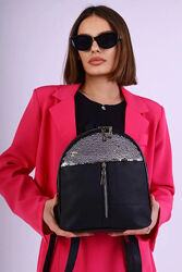 Небольшой женский черный рюкзак код 7-006