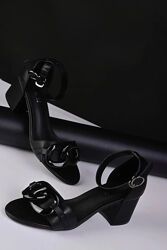  Босоножки женские черные на каблуке б1487