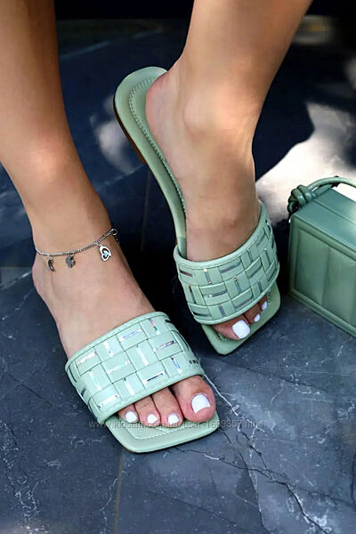  Шлепанцы женские зеленые б1519