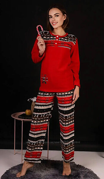 Пижама женская красная кофта и штаны код п813