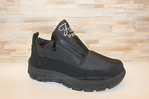 Ботинки дутики женские зимние черные на молниях С832