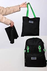  Комплект женский черный рюкзак, сумка, клатч и пенал код 7-9522