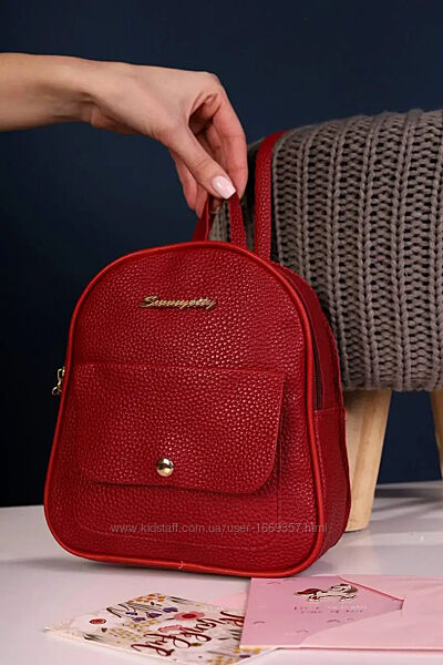  Женский мини-рюкзак красный код 7-40110