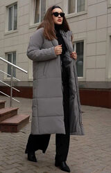  Куртка пальто женская зимняя серая код п854