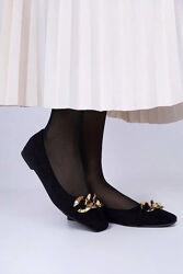 Туфли балетки женские черные замшевые т1764