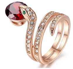  Позолоченное женское кольцо с кристаллами код 1080