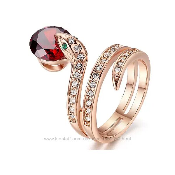  Позолоченное женское кольцо с кристаллами код 1080