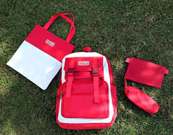  Набор женский красный рюкзак, сумка, пенал и кошелек код 7-0241