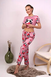  Пижама женская розовая футболка и брюки п865