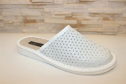 Тапочки женские белые натуральная кожа код тп163