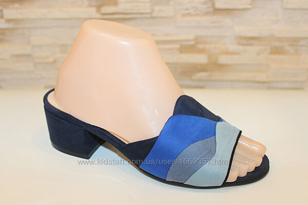  Шлепанцы женские синие на каблуке Б1644