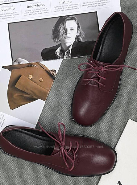 Туфли женские бордовые на шнуровке Т1847