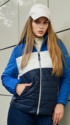 Куртка женская демисезонная синяя с белым П936