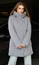  Куртка женская зимняя серо-голубая П972