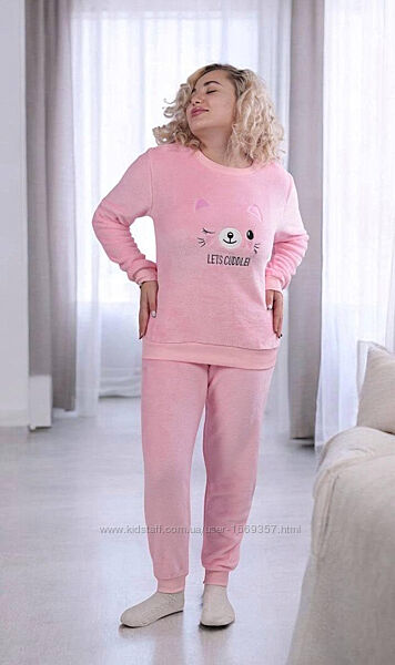 Пижама женская розовая кофта и штаны П991