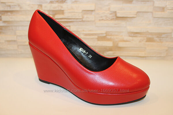Туфли женские красные на танкетке Т1815
