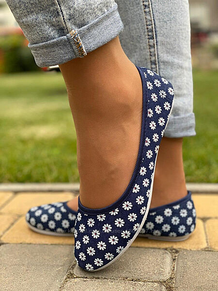  Балетки женские синие Т1130