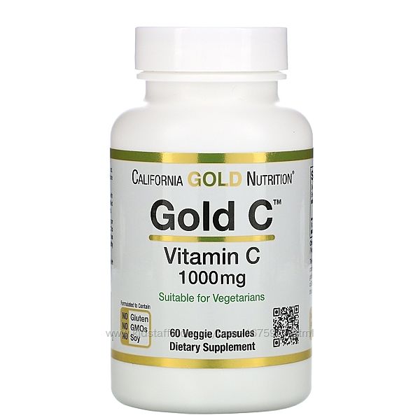 CALIFORNIA GOLD NUTRITION, ВІТАМІН C, 1000 мг, 60 рослин. капсул 