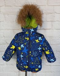 Зимняя теплая куртка для мальчика на синтепоне и флисе 86-122 см