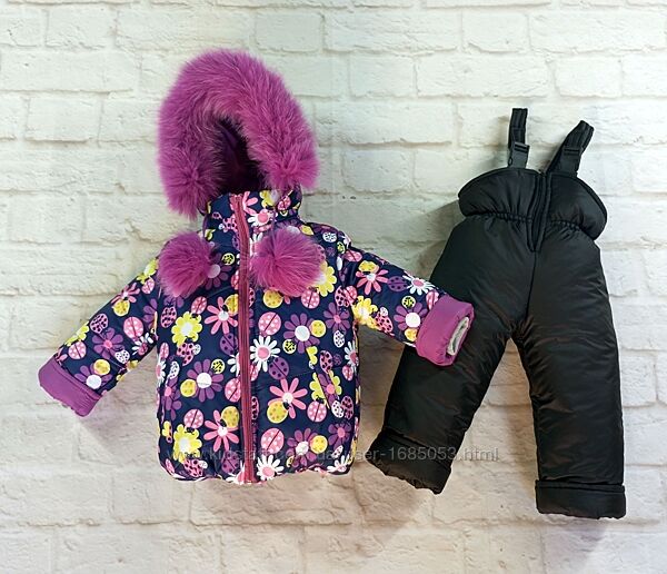 Зимний детский теплый костюм раздельный комбинезон для девочки