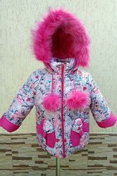 Детская зимняя теплая куртка на флисе и синтепоне для девочки 86-124 см