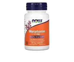 NOW Foods, мелатонин, Melatonin, 3 мг, 60 растительных капсул, Iherb