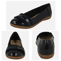 Крутые кожаные лаковые лакированные балетки Clarks 25,5 см