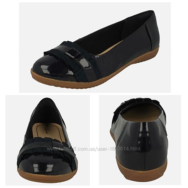 Крутые кожаные лаковые лакированные балетки Clarks 25,5 см