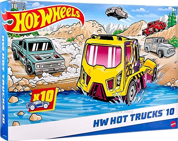 Hot Wheels 10-Car HW Hot Trucks HMK46 Mattel Хот Вілс машинки Вантажівки