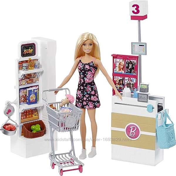 Barbie Doll, Blonde and Grocery Store FRP01 Mattel Барбі лялька Супермаркет