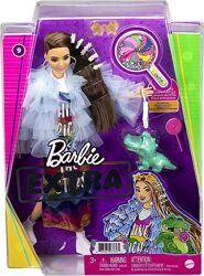 Barbie Extra Doll Long Brunette Hair GYJ78 Mattel Барбі Екстра райдужна