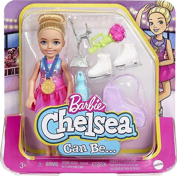 Barbie Chelsea Can Be Ice Skater HCK68 Mattel Барбі Лялька Челсі Фігуристка