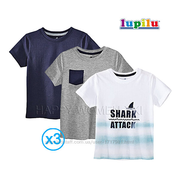 2-4 года набор футболок для мальчика Lupilu детская футболка хлопковая