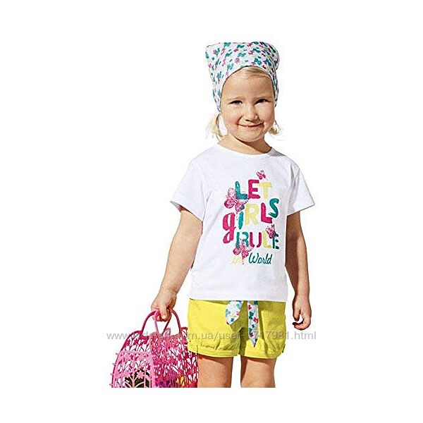 4-6 лет костюм для девочки летний футболка шорты трикотажные платок бандана