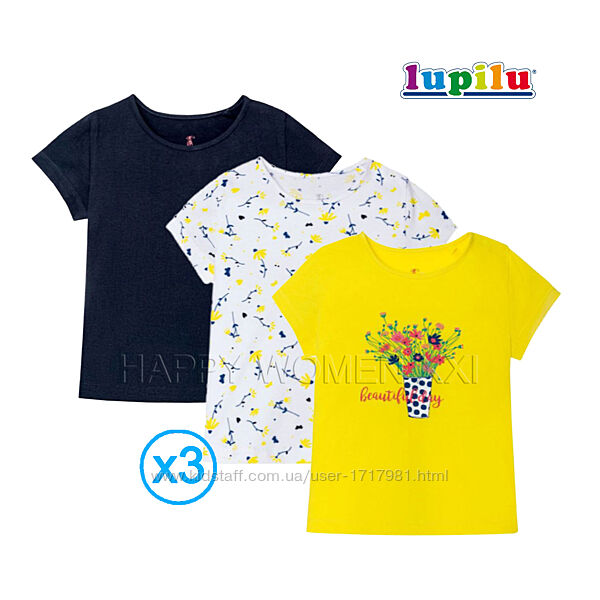 2-4 года набор футболок для девочки Lupilu детская футболка дитяча дівчинка