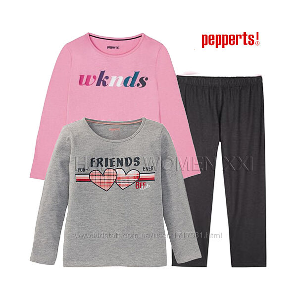 6-8 лет пижама для девочки Pepperts домашняя одежда лонгслив штаны осенние
