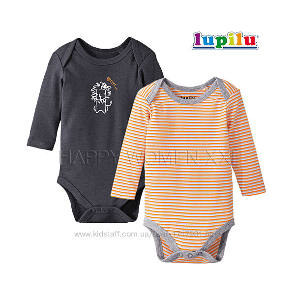 1-2 года набор бодиков для мальчика Lupilu детский боди пижама лонгслив 