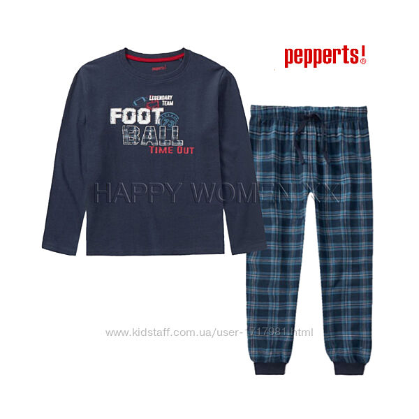 10-14 лет пижама для мальчика подростка Pepperts реглан штаны фланелевые