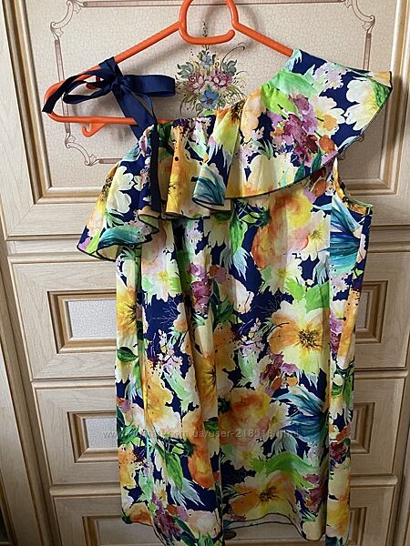 Сарафан на одно плечо цветочный принт хлопок