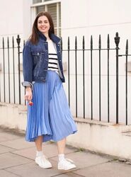 Uniqlo Голубая плиссированная юбка L/M