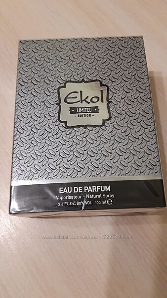 Парфюмерная мужская вода ekol limited edition grey, стойкая юнайс unice