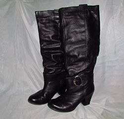 Сапоги черные, натуральная кожа, зима. Venison