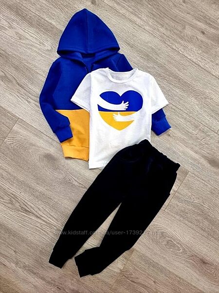 Костюм  Україна, тройка, желто-синего цвета, на 4 года