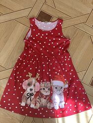 Сарафан платье h&m Красное в горошек для девочки 8-10 лет, 134-140 см