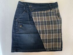 комбинированая джинсовая юбка Jeans Geisha L-XL, GJ-3069, клетка, шерсть