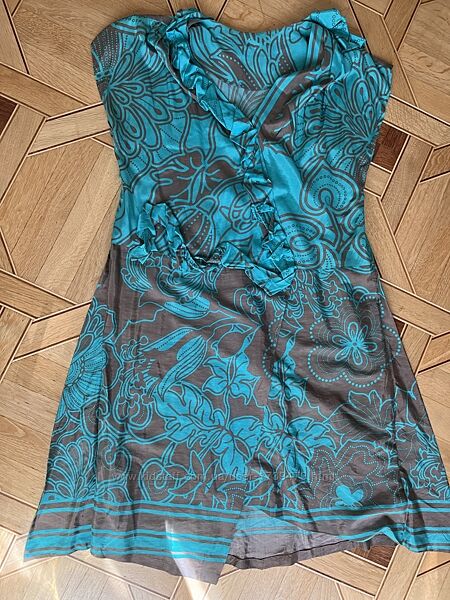 Женское летнее платье бирюза ХХL индивидуального покроя узор легкое сарафан